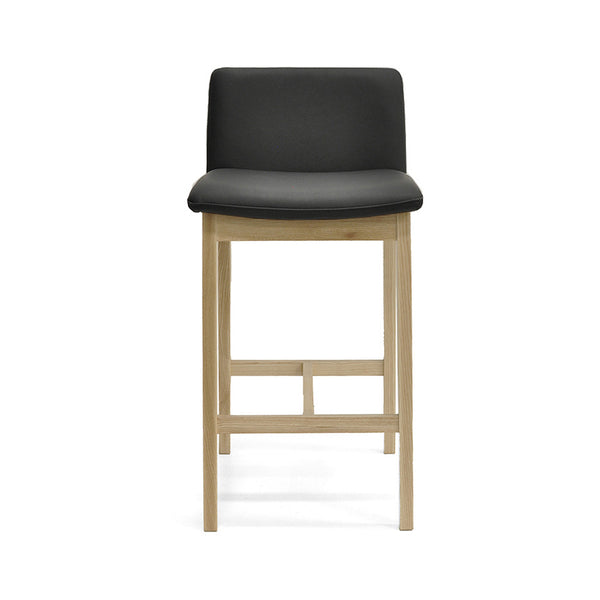 Bailey : Bar Stool Ash Frame with Black Leather