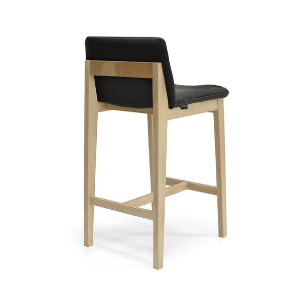 Bailey : Bar Stool Ash Frame with Black Leather