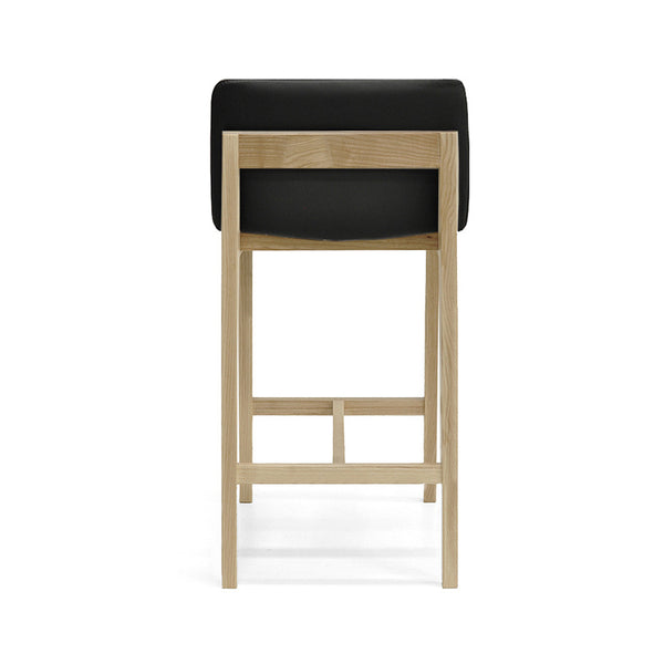 Bailey : Bar Stool Ash Frame with Black Leather
