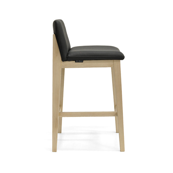 Bailey : Bar Stool Ash Frame with Black Leather