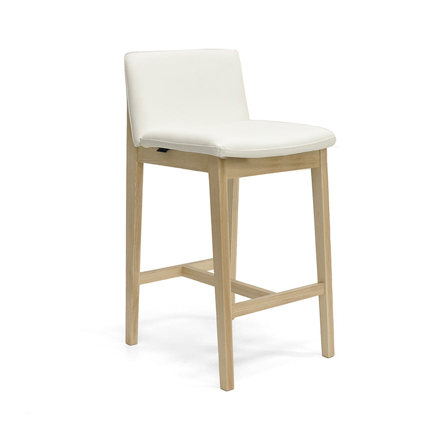 Bailey : Bar Stool Ash Frame with White Leather