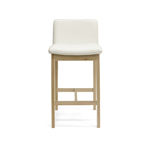 Bailey : Bar Stool Ash Frame with White Leather