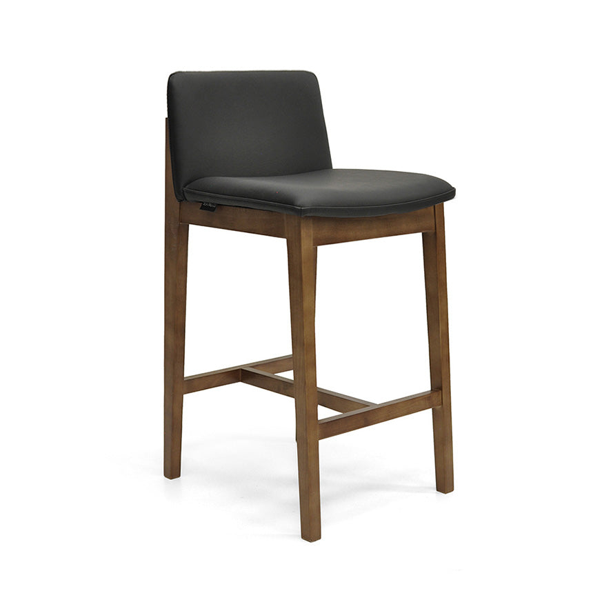 Bailey : Bar Stool Walnut Ash Frame with Black Leather