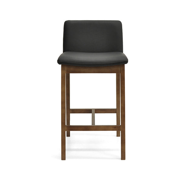 Bailey : Bar Stool Walnut Ash Frame with Black Leather