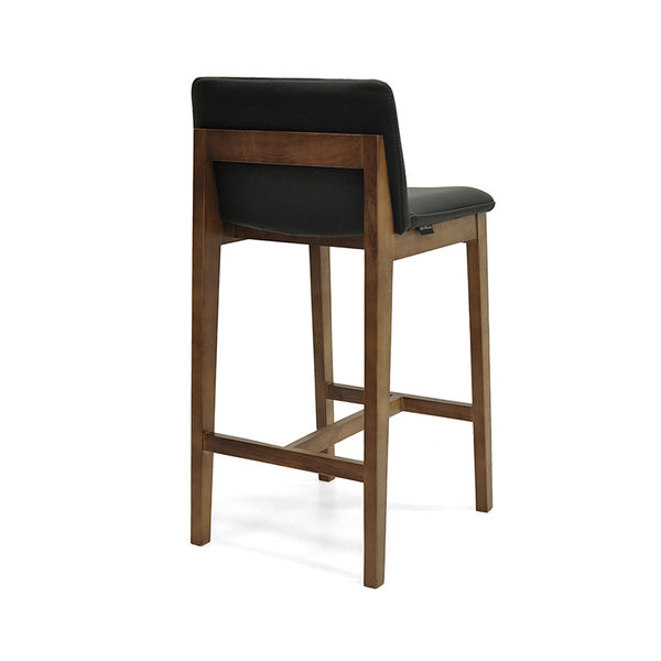 Bailey : Bar Stool Walnut Ash Frame with Black Leather