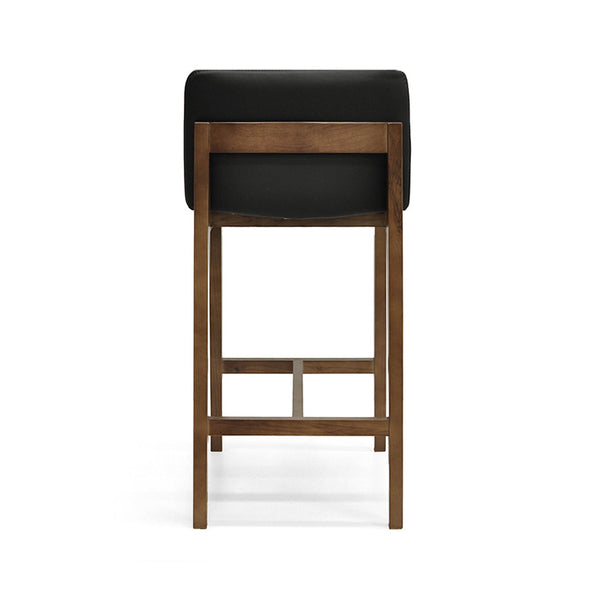 Bailey : Bar Stool Walnut Ash Frame with Black Leather