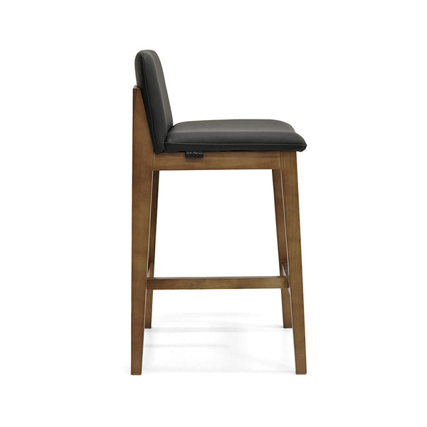 Bailey : Bar Stool Walnut Ash Frame with Black Leather