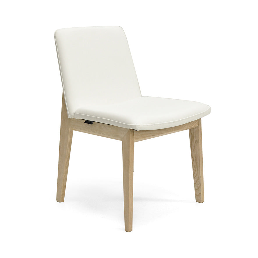 Bailey : Dining Chair Ash Frame with White Leather