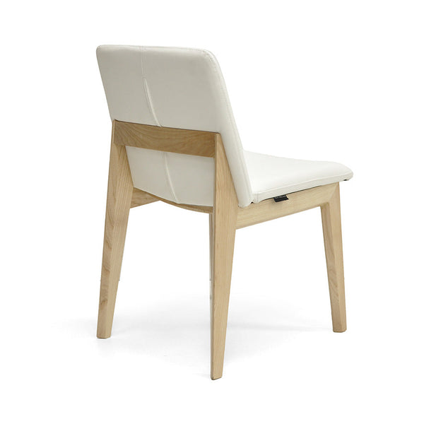 Bailey : Dining Chair Ash Frame with White Leather