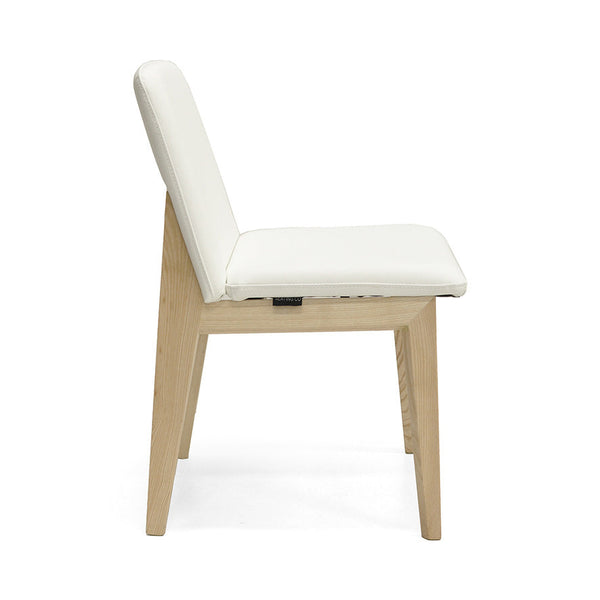Bailey : Dining Chair Ash Frame with White Leather
