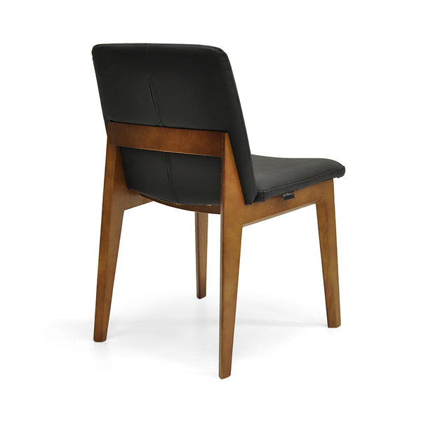 Bailey : Dining Chair Walnut Frame with Black Leather