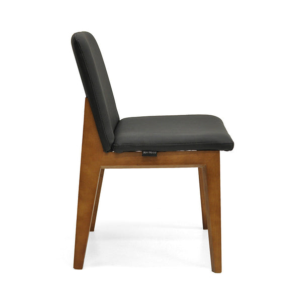 Bailey : Dining Chair Walnut Frame with Black Leather