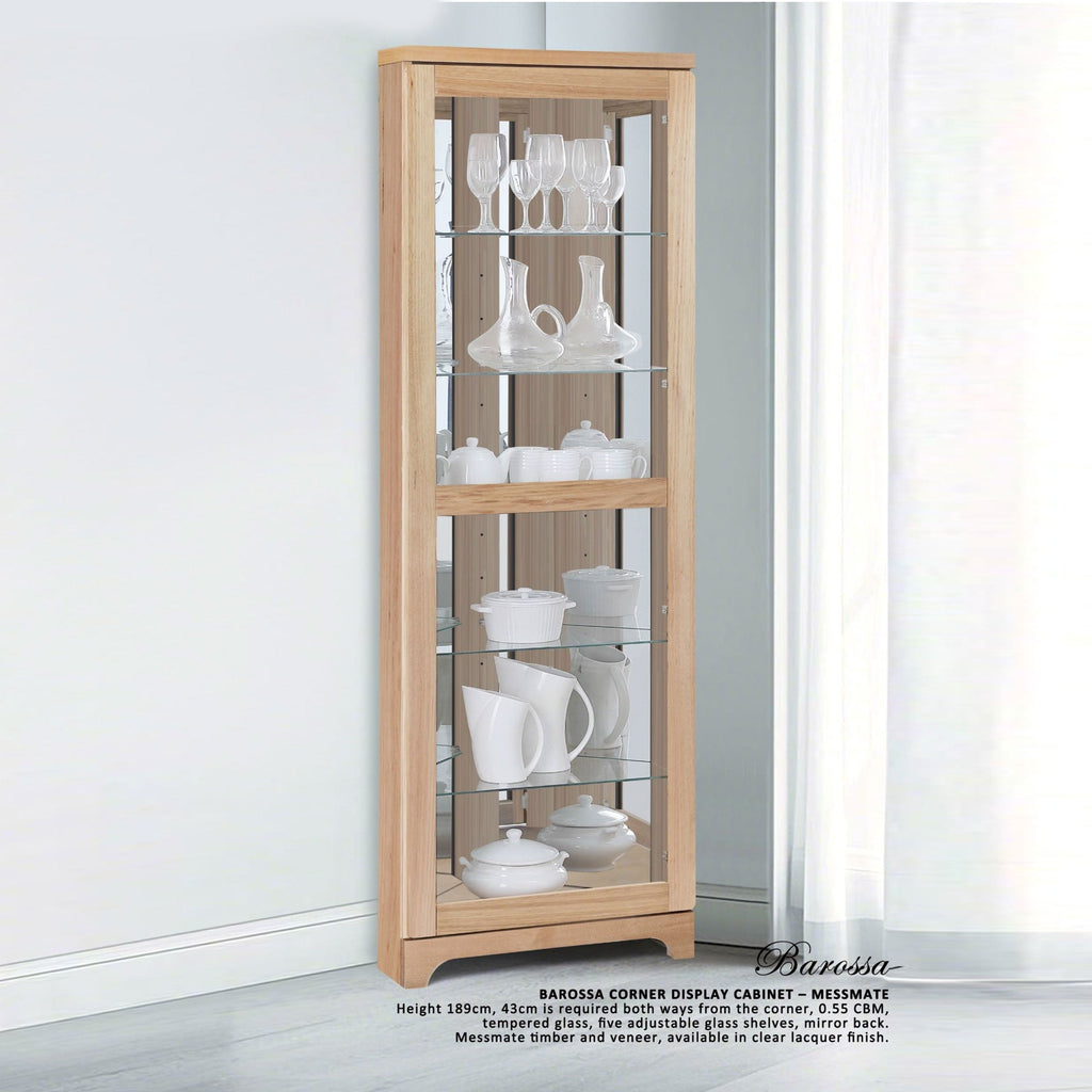 Barossa : Corner Display Cabinet Messmate Timber
