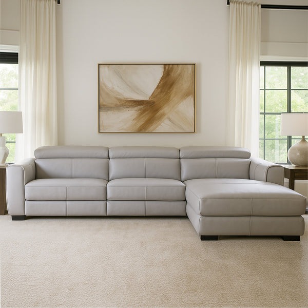 Baxter: 3 Seater chaise sofa in Leather