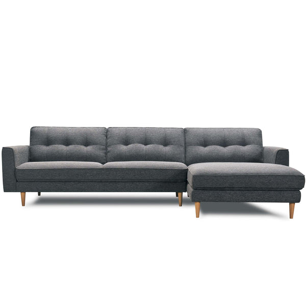 Brighton : Chaise Sofa with Quilted Back & Pencil Legs - Modern Home Furniture