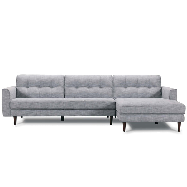 Brighton : Chaise Sofa with Quilted Back & Pencil Legs - Modern Home Furniture