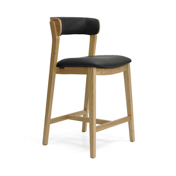 Caitlin : Bar Stool Ash Frame with Black Leather