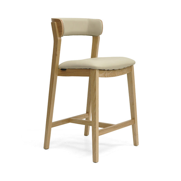 Caitlin : Bar Stool Ash Frame with Black Leather