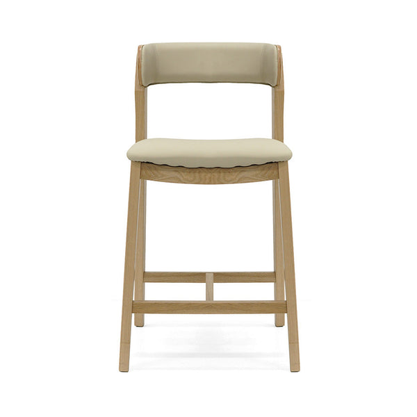 Caitlin : Bar Stool Ash Frame with Black Leather