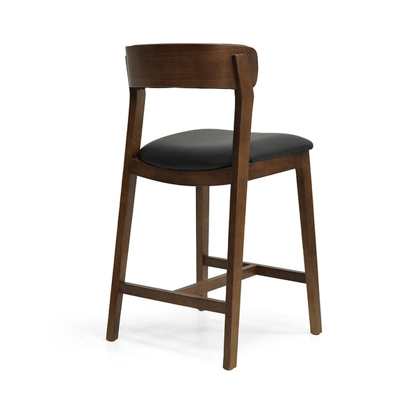 Caitlin : Bar Stool Walnut Ash Frame with Black Leather