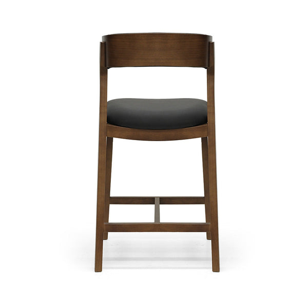 Caitlin : Bar Stool Walnut Ash Frame with Black Leather
