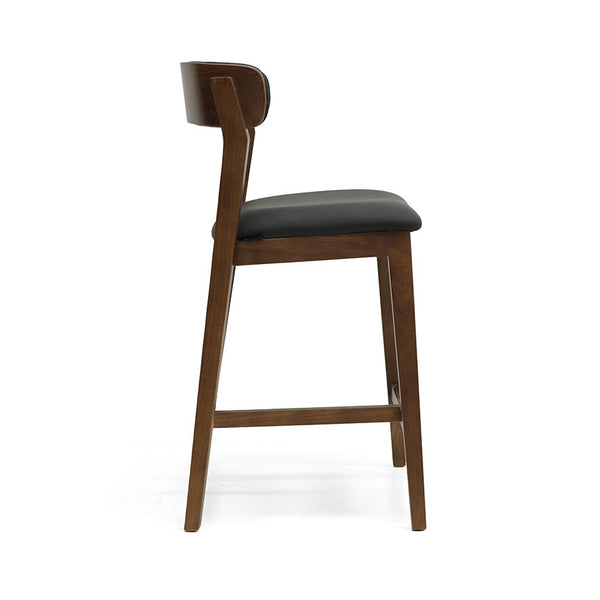 Caitlin : Bar Stool Walnut Ash Frame with Black Leather