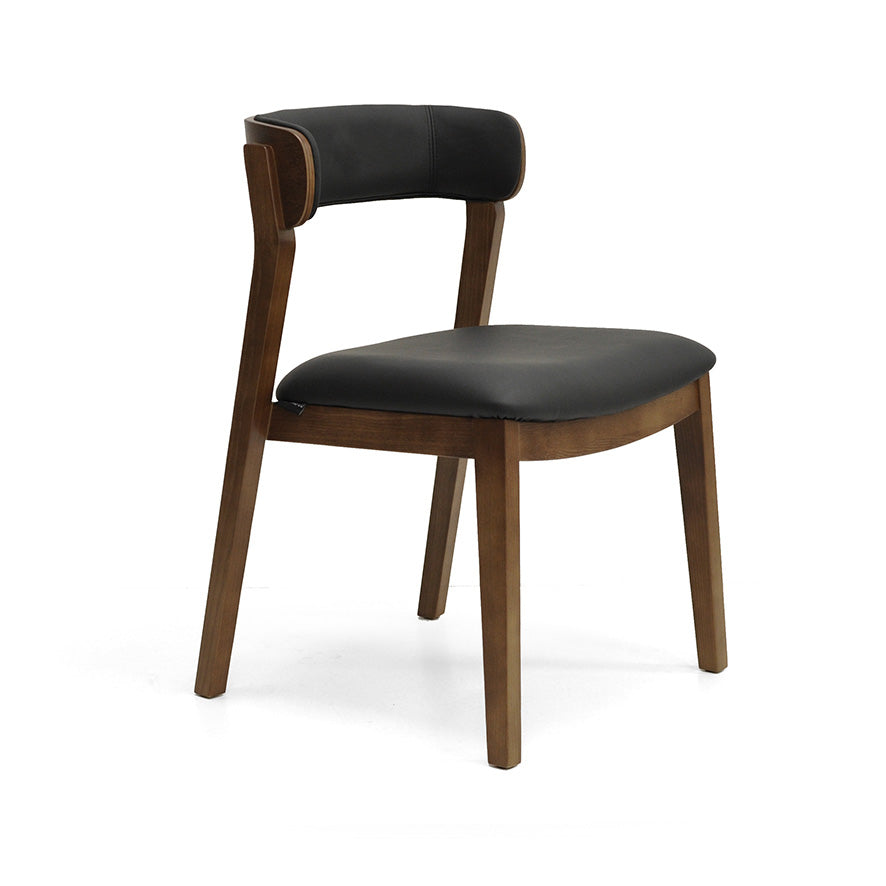 Caitlin : Dining Chair Walnut Frame with Black Leather