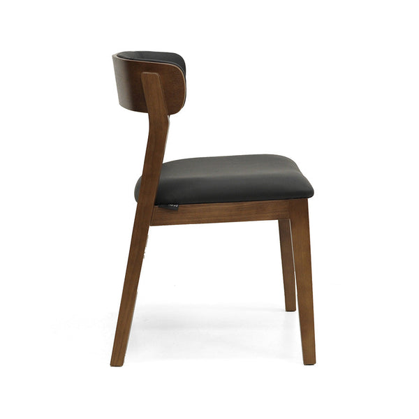 Caitlin : Dining Chair Walnut Frame with Black Leather