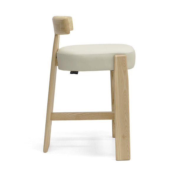 Chloe : Bar Stool Ash Frame with Lamb Leather