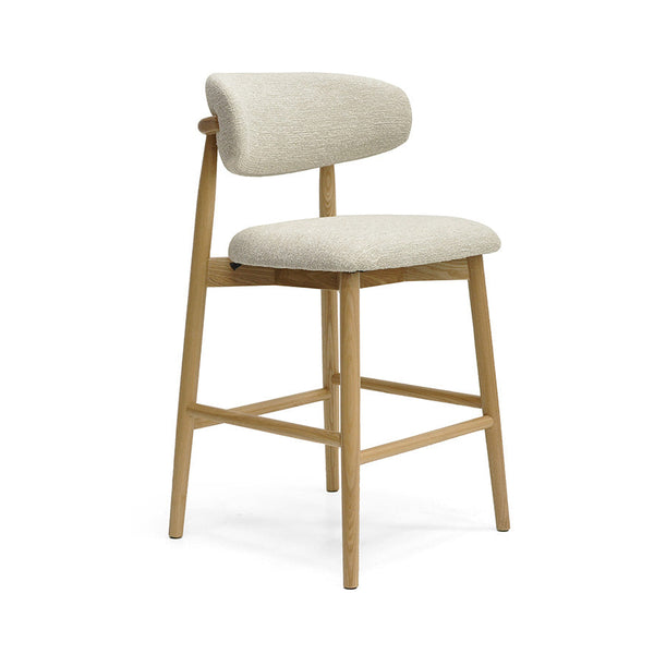 Cleo : Bar Stool Ash Frame with Canyon Fog Fabric