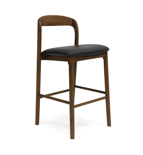 Ellie : Bar Stool Walnut Frame with Black Pu Seat