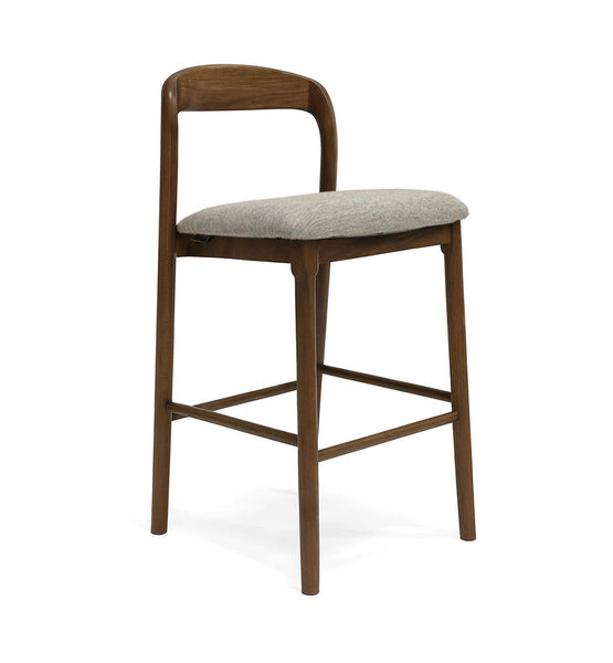 Ellie : Bar Stool Walnut Frame with Stone Fabric Seat