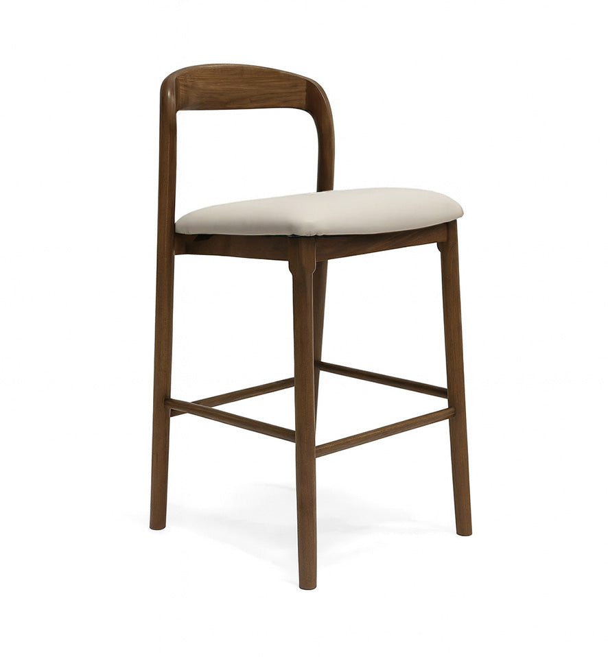 Ellie : Bar Stool Walnut Frame with Taupe Pu Seat
