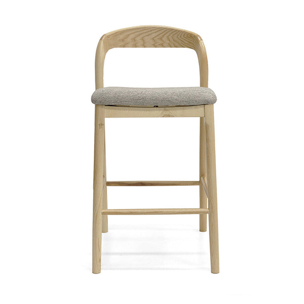 Ellie : Bar Stool Ash Frame with Stone Fabric Seat