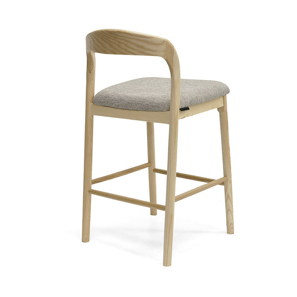 Ellie : Bar Stool Walnut Frame with Stone Fabric Seat