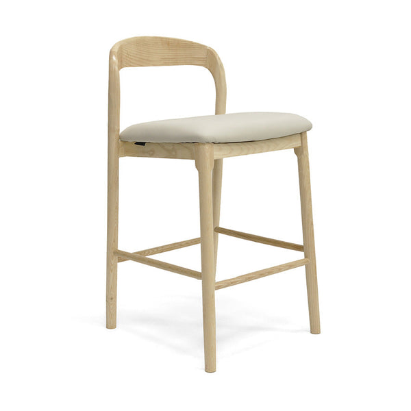 Ellie : Bar Stool Ash Frame with Taupe Pu Seat