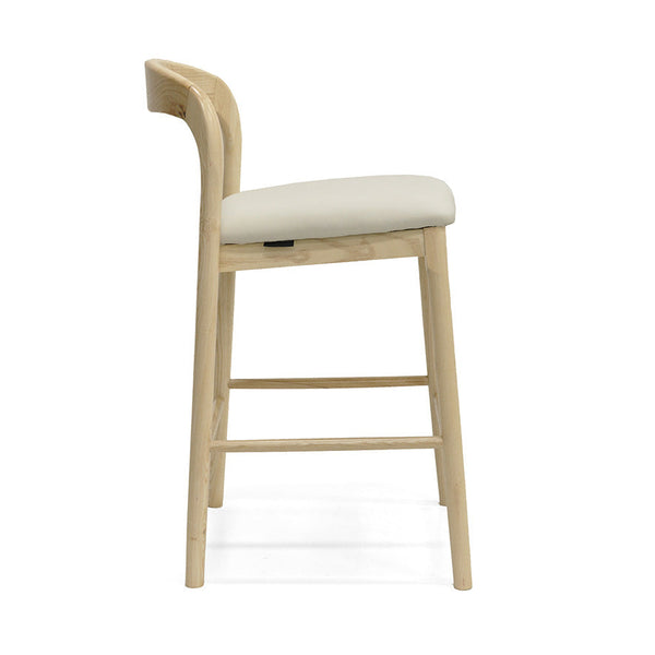 Ellie : Bar Stool Walnut Frame with Taupe Pu Seat