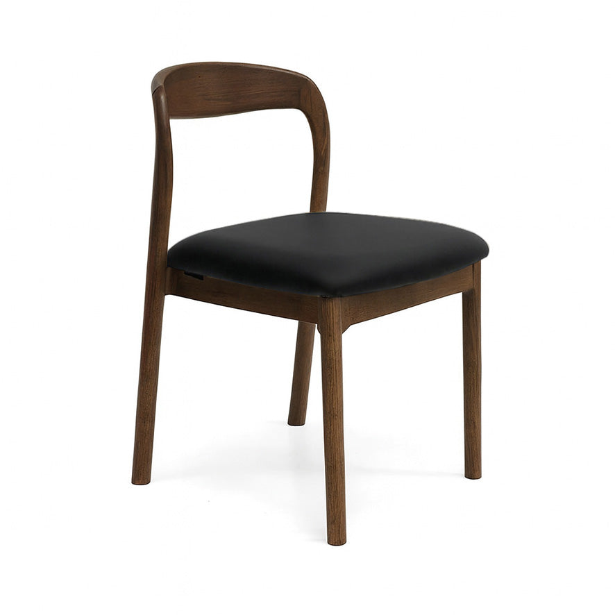 Ellie : Dining Chair Walnut Frame with Black Pu Seat
