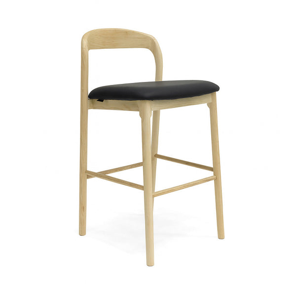 Ellie : Bar Stool Ash Frame with Black Pu Seat
