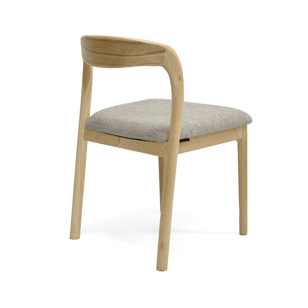 Ellie : Dining Chair Ash Frame with Stone Fabric Seat