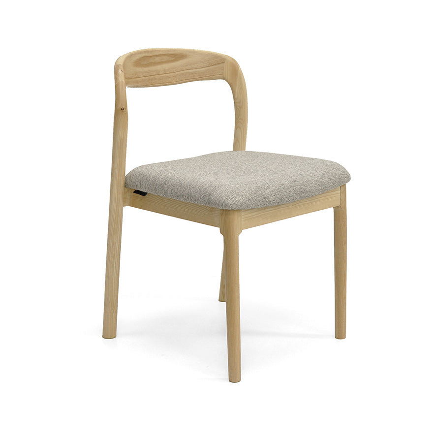 Ellie : Dining Chair Ash Frame with Stone Fabric Seat