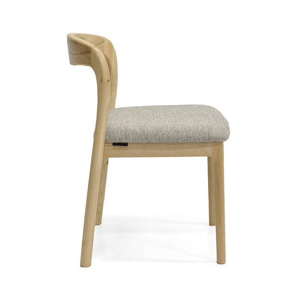 Ellie : Dining Chair Ash Frame with Stone Fabric Seat