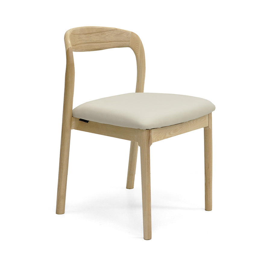Ellie : Dining Chair Ash Frame with Taupe Pu Seat