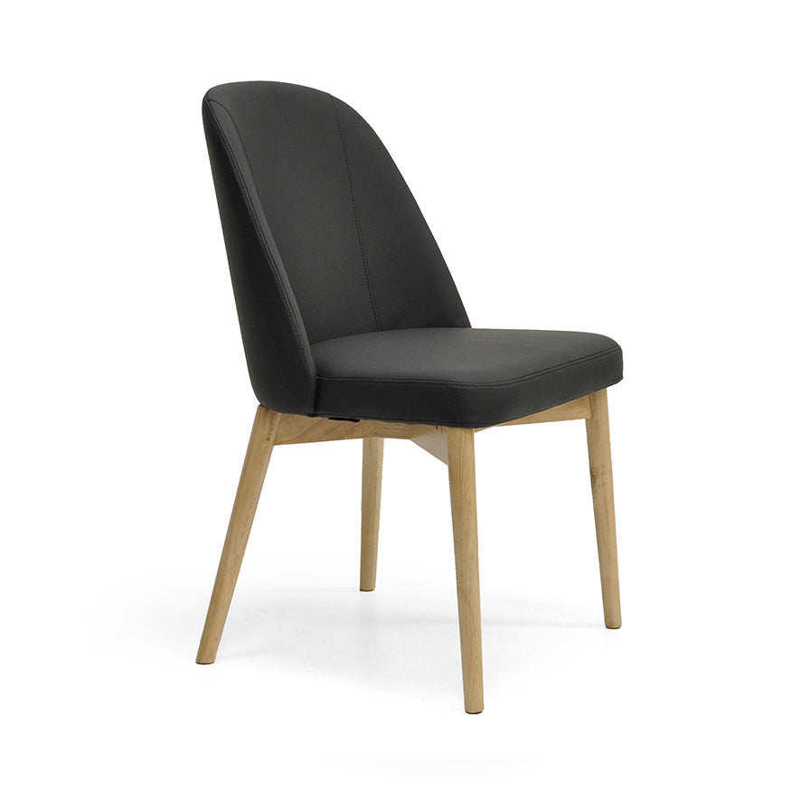 Halo : Dining Chair Ash Frame with Black Leather