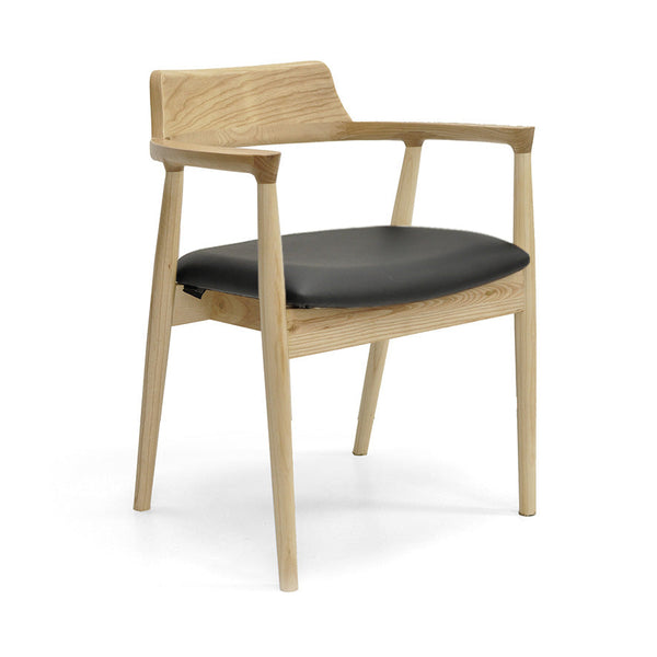 Luma : Dining Chair Natural Ash Frame with Black Pu Seat
