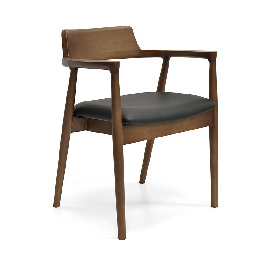 Luma : Dining Chair Walnut Ash Frame with Black Pu Seat