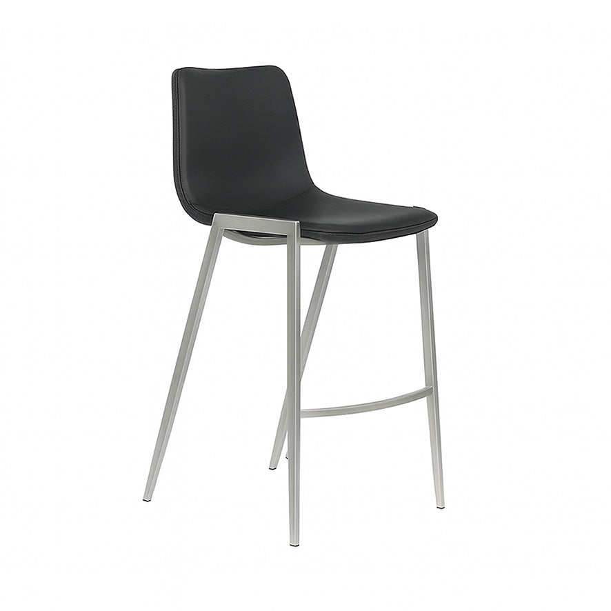 Nadia : Bar Stool Stainless Steel frame Black Seat