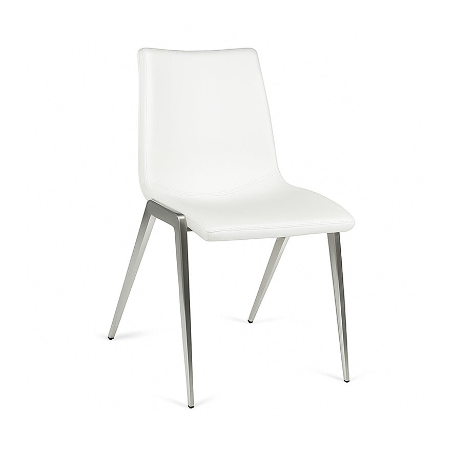 Nadia : Chair Brushed Stainless Frame White PU