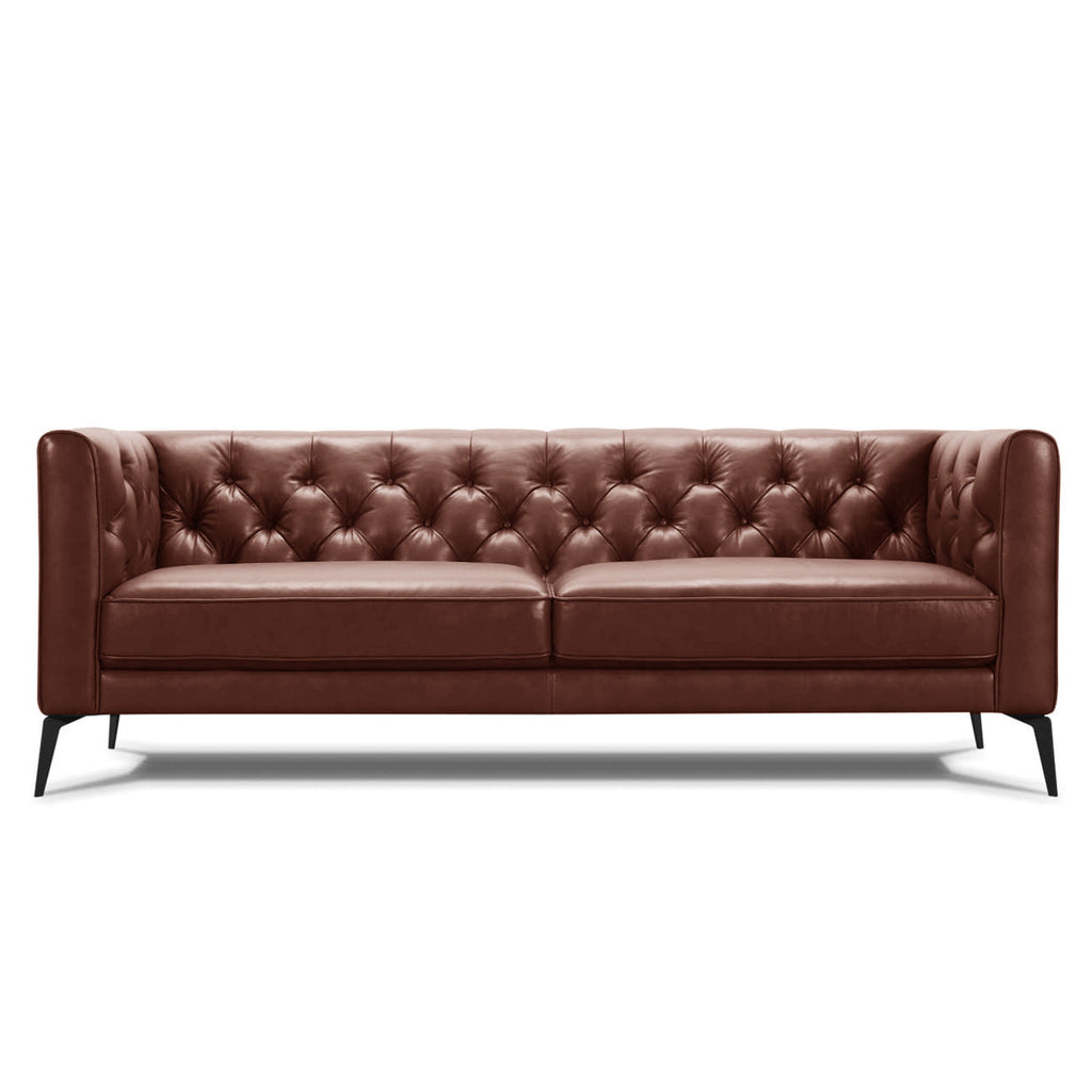 Oxford tan leather sofa