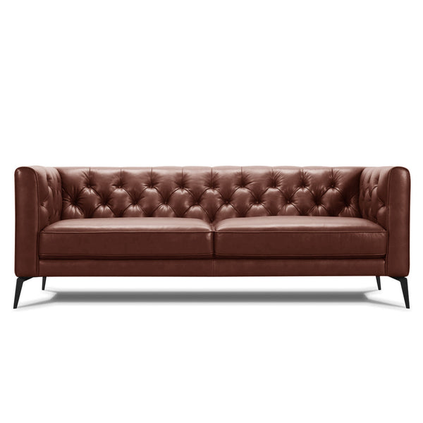 Oxford tan leather sofa
